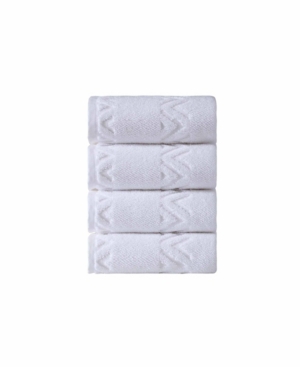 Ozan Premium Home Turkish Cotton Sovrano Collection Luxury Hand Towels, Set Of 4 In White