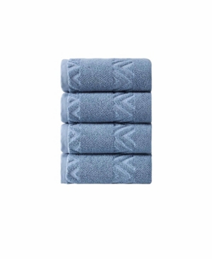 Ozan Premium Home Turkish Cotton Sovrano Collection Luxury Hand Towels, Set Of 4 In Blue