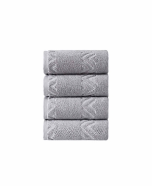 Ozan Premium Home Turkish Cotton Sovrano Collection Luxury Hand Towels, Set Of 4 In Light Gray