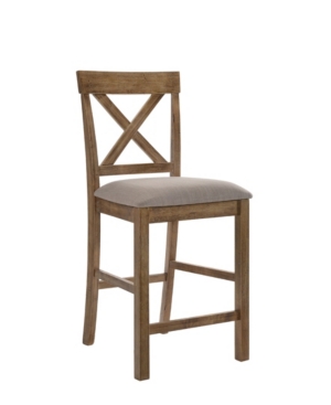 Acme Furniture Martha Ii Counter Height Chairs, Set Of 2 In Tan Linen And Weathered Gray