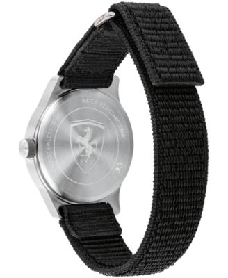 Ferrari Kids' Academy Black Nylon Strap Watch 34mm