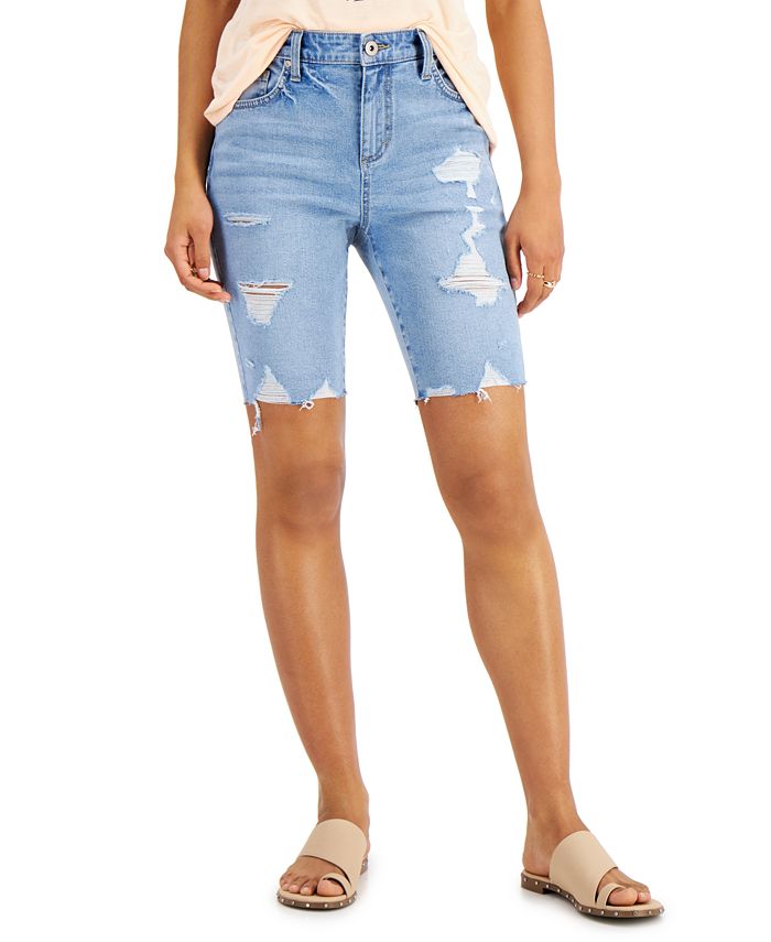 Style & Co Ripped Denim Bermuda Shorts, Created for Macy's & Reviews Shorts Women Macy's