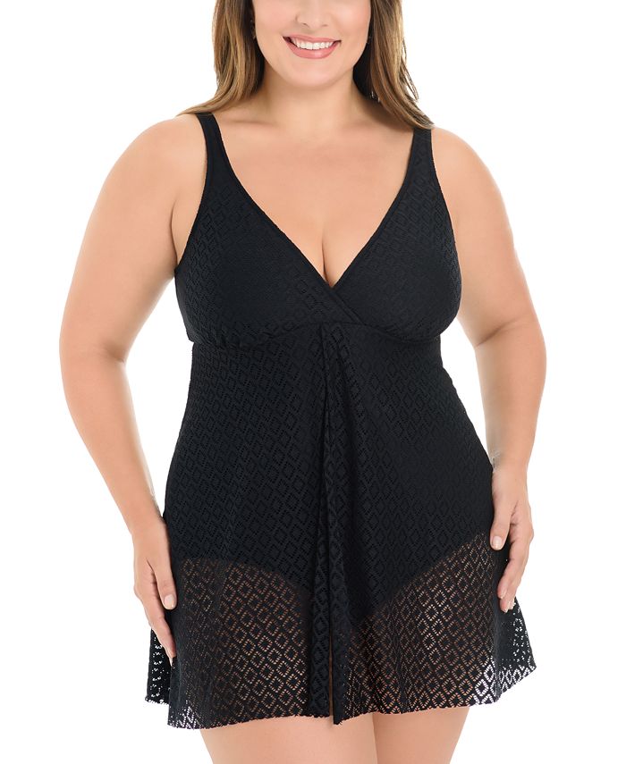 Swim Solutions Plus Size Crochet Flyaway Swimdress  Swim dress, Plus size  swimwear, Plus size fashion