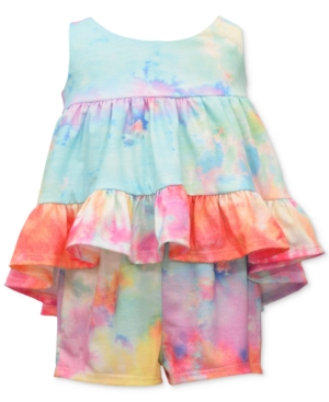 Bonnie Baby Baby Girls 2-Pc Tie-Dye Ruffled Tunic & Shorts Set