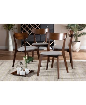Iora Mid-Century Modern Transitional Fabric Upholstered 4 Piece Dining Chair Set