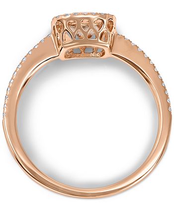 Macy's - Morganite (3/4 ct. t.w.) & Diamond (1/5 ct. t.w.) Halo Ring in 14k Rose Gold