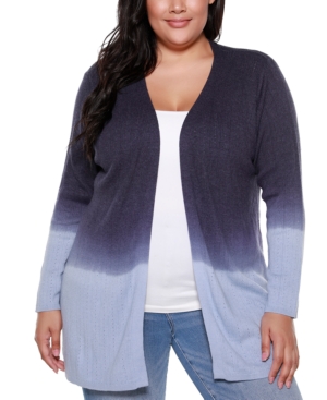 Belldini Copper Label Plus Size Women's Dip Dye Long Sleeve Cardigan