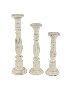 Rosemary Lane Traditional Candle Holders, Set Of 3 In White