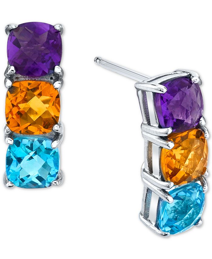 Macy s Multi Gemstone Curved Drop Earrings 3 7 8 ct. t.w. in
