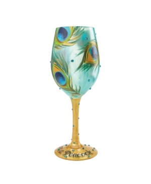 Enesco Wine Glass Pretty As A Peacock In Multi