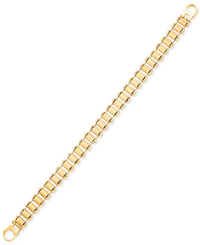 Macy's - Men's Railroad Track Polished Bracelet in 10k Gold