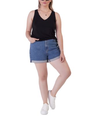 Black Tape Plus Size Denim Mom Shorts 