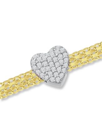 Cubic Zirconia Heart Bismark Chain Bracelet, Created for Macy's