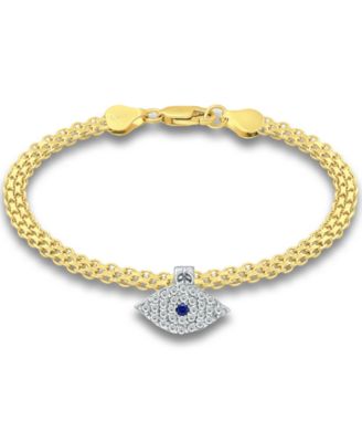 Giani Bernini - Cubic Zirconia Evil Eye Charm Bismark Chain Bracelet