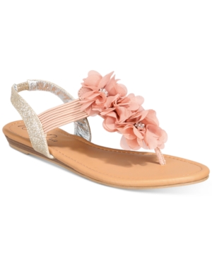 Wild Pair Sari Floral Embellished Flat Sandals Created for Macy's Women's Shoes