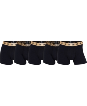 Cr7 Cristiano Ronaldo Men's Trunk, Pack Of 5 With Travel Bag In Black