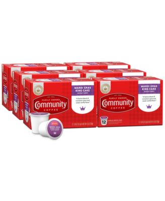 Community Coffee - Mardi Gras King Cake Medium Roast Single Serve Pods, Keurig K-Cup Brewers, 72 Ct