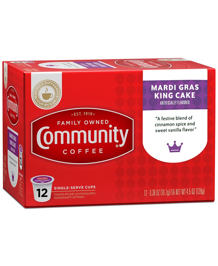 Community Coffee Mardi Gras King Cake Medium Roast Single Serve Pods