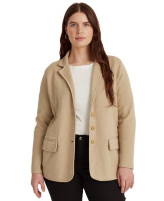 Lauren Ralph Lauren Plus-Size Combed Cotton Blazer - Macy's