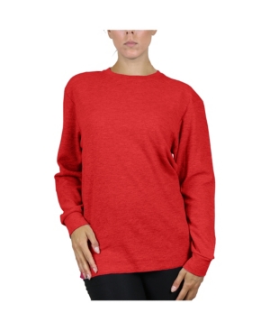 Galaxy By Harvic Women's Loose Fit Waffle Knit Thermal Shirt In Red