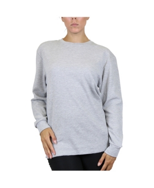 Shop Galaxy By Harvic Women's Loose Fit Waffle Knit Thermal Shirt In Heather Gray