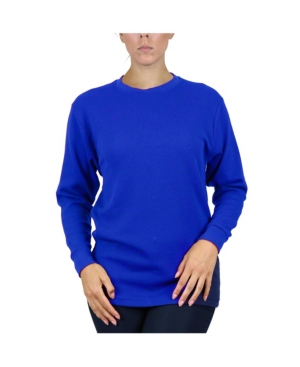 Shop Galaxy By Harvic Women's Loose Fit Waffle Knit Thermal Shirt In Royal