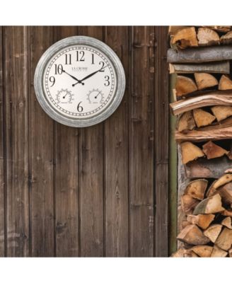 La Crosse Technology Clock 14" Silas Indoor and Outdoor Galvanized Analog Quartz Wall Clock