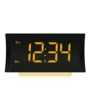 La Crosse Technology Curved Led Alarm Clock With Radio And Fast Charging Usb Port In Black