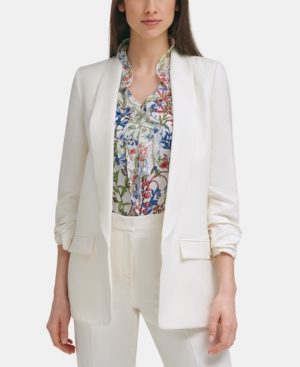 Tommy Hilfiger Open-Front Ruched-Sleeve Blazer