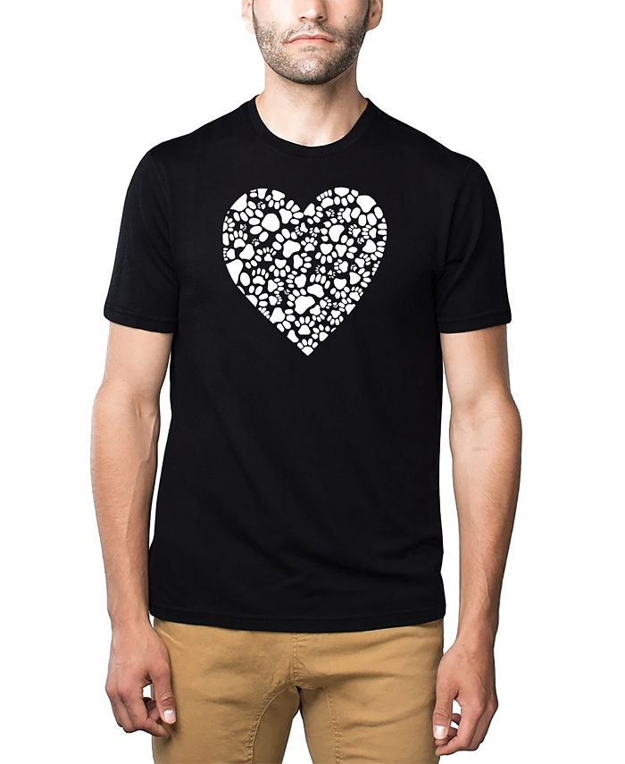 LA Pop Art Men's Premium Blend Word Art Paw Prints Heart T-shirt - Macy's