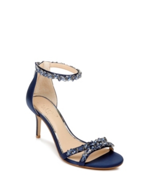 Jewel Badgley Mischka Caroline Embellished Ankle-strap Evening Sandals Women's Shoes In Blue