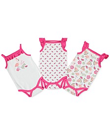 Baby Girls 3-Pack Printed Cotton Bodysuits