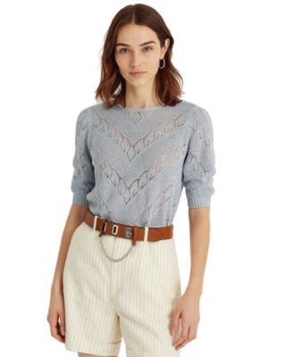 lauren ralph lauren chevron pointelle linen sweater