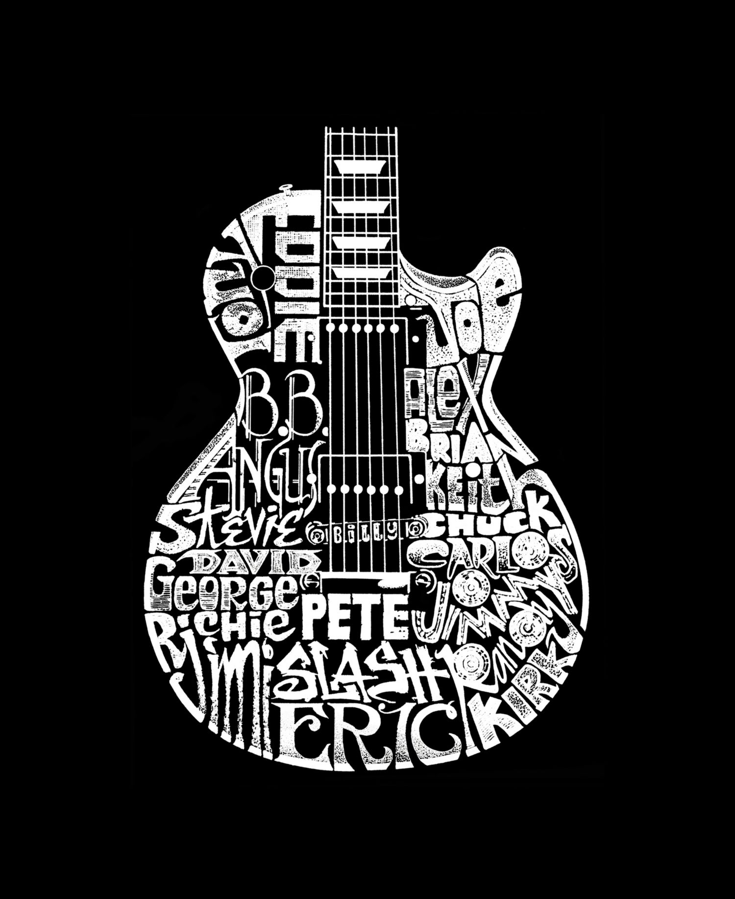 Men's Cotton/Poly Blend Word Art Rock Guitar Body Word Art T-shirt