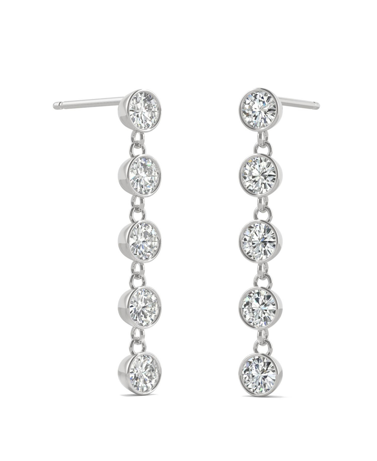 Moissanite Bezel Drop Earrings 1 ct. t.w. Diamond Equivalent in 14k- White Gold