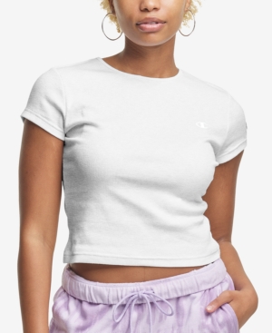 Champion Women's Ribbed-knit Cropped T-shirt In Gfs Silver Grey