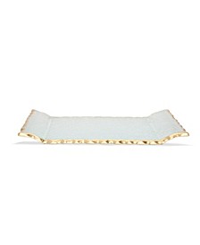 11"L Glass Oblong Tray With Gold Tray