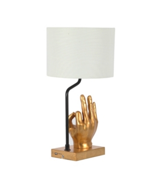 Adesso Hand Table Lamp With Usb In Gold