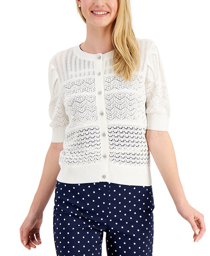 Charter Club Petite Puff ElbowSleeve Cardigan Sweater, Created for