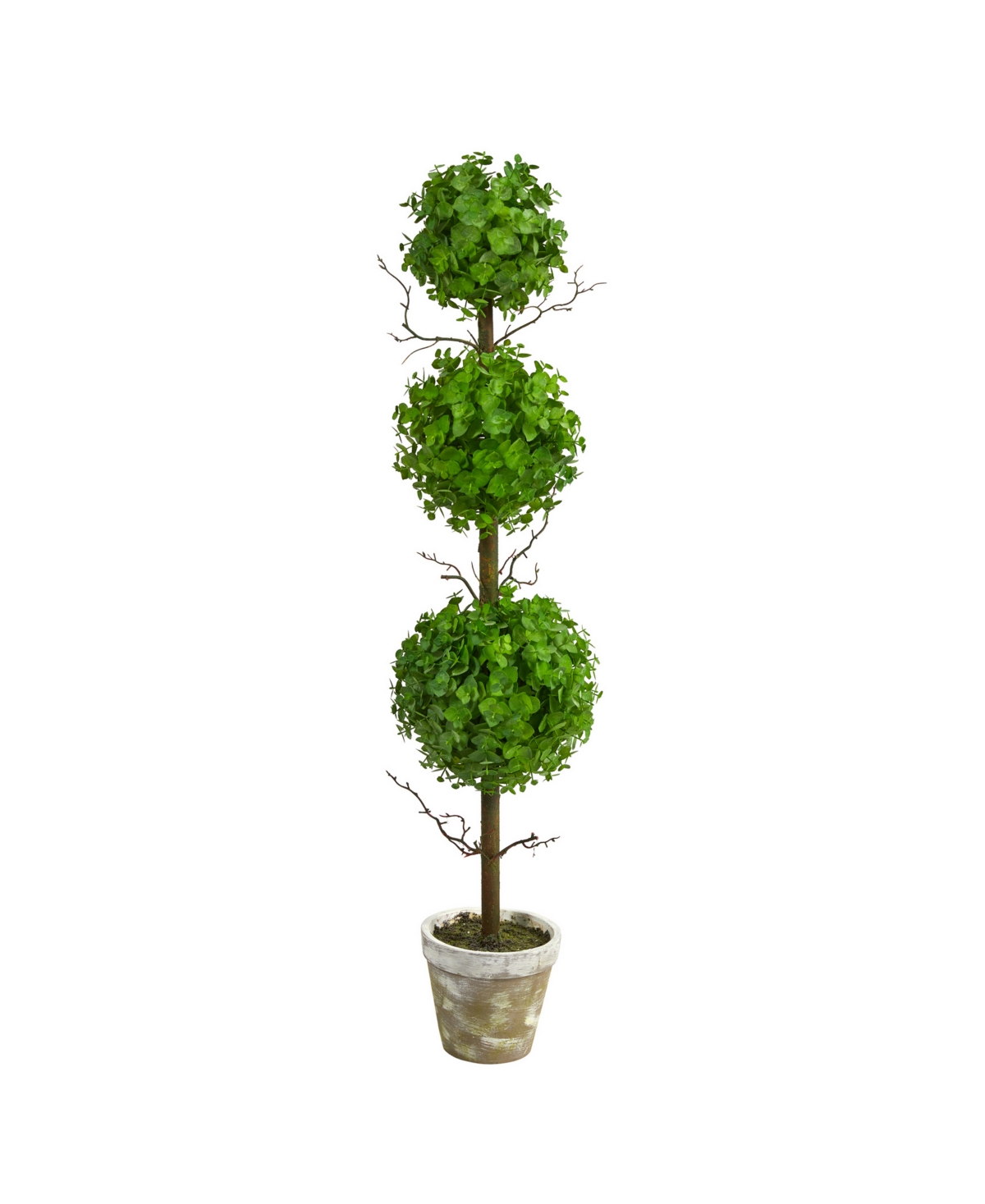 NEARLY NATURAL 3' EUCALYPTUS TRIPLE BALL TOPIARY ARTIFICIAL TREE 