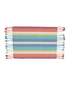 Saro Lifestyle Striped Design Dobby Placemats, Set Of 4, 19" X 13" In Brown Overflow