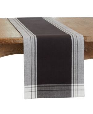 Saro Lifestyle Long Table Runner With Stripe Border Design, 72" X 13" In Black