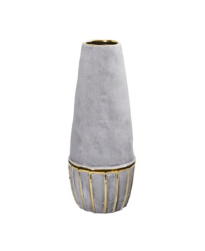 Nearly Natural 15" Regal Stone Decorative Vase With Gold-tone Accents In Gray