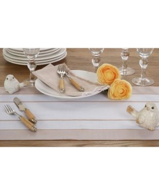 Long Table Runner with Banded Border Design, 90" x 16"