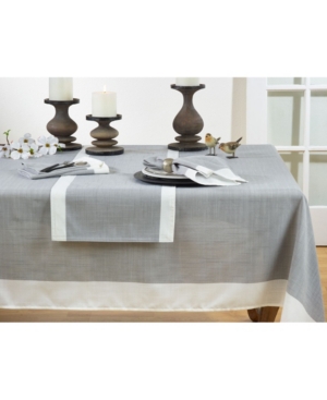 Saro Lifestyle Table Runner With Banded Border, 108" X 16" In Silver