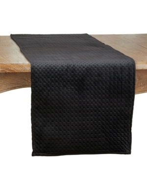 Saro Lifestyle Long Table Runner With Pinsonic Velvet Design, 72" X 16" In Black