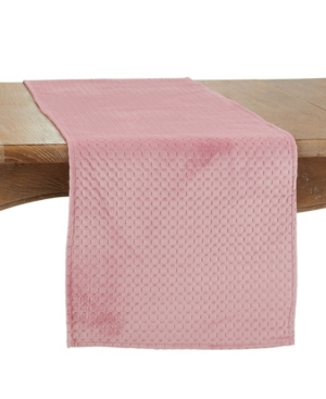 Saro Lifestyle Long Table Runner With Pinsonic Velvet Design, 72" X 16" In Light Pink