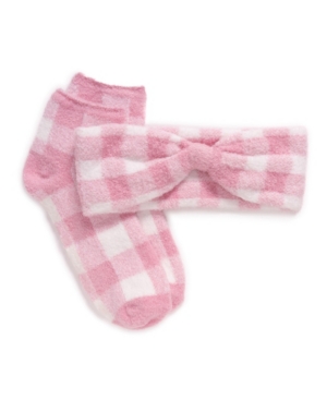 Muk Luks Women's Aloe Infused Socks And Headband Set, 2 Piece In Pink