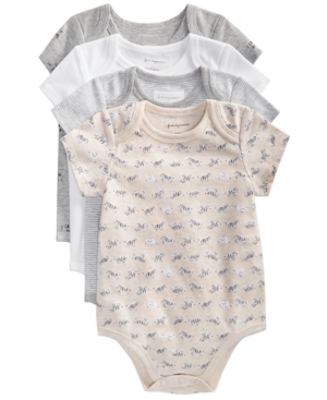 First Impressions Baby Boys & Girls Safari Cotton Bodysuits Set Created for Macy's
