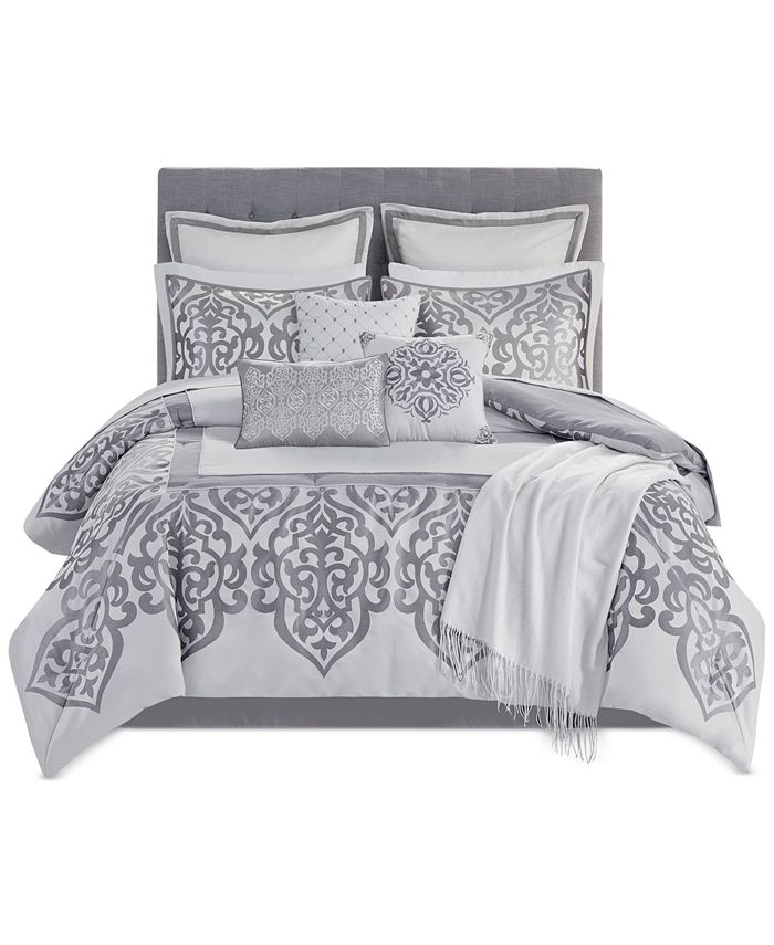 JLA Home Lisette Damask Jacquard 14Pc. Comforter Set, Queen Macy's